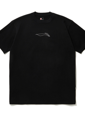 中国李宁短袖T恤男款夏时尚系列透气舒适宽松短袖文化衫AHSU223-