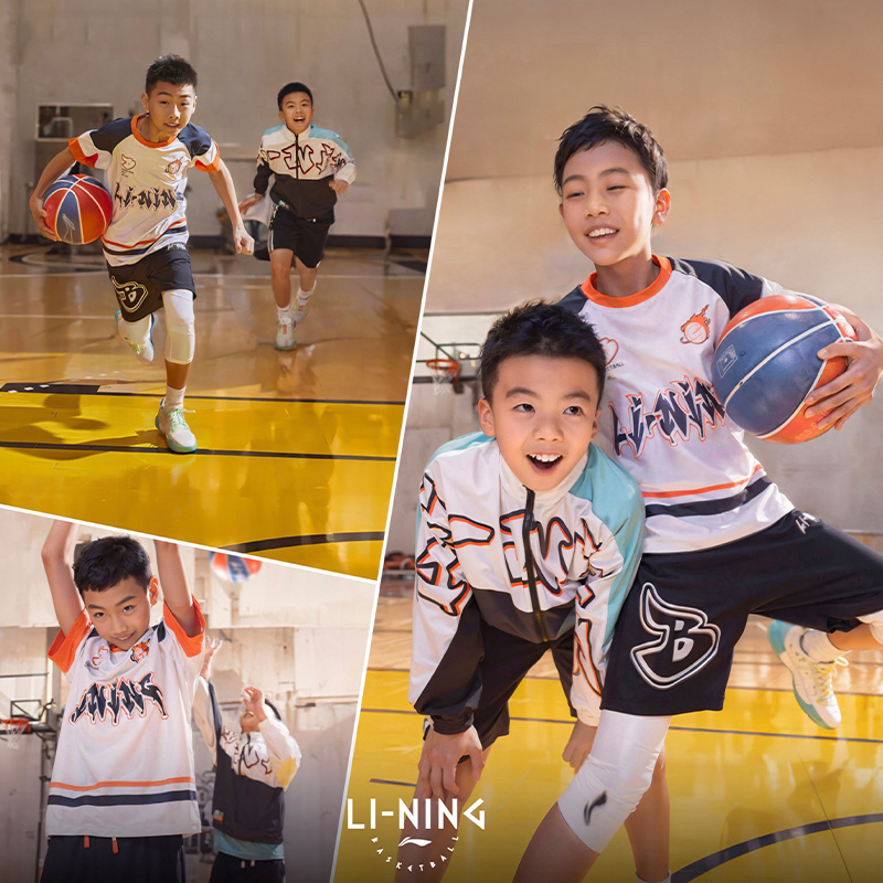李宁春季新款男大童篮球系列百搭舒适透气宽松短卫裤YKSU045--B品