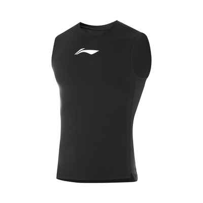 李宁健身系列男子圆领简约印花透气速干舒适紧身背心AUDU027-B品