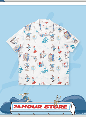 中国李宁X Phil Hackett联名系列男透气宽松休闲短袖衬衫 ASHU035