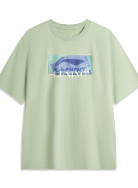 LI-NING/李宁夏季男子运动生活系列休闲短袖T恤文化衫AHSU629-B品