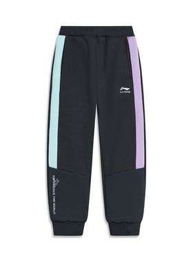 李宁运动生活系列女小童潮流撞色保暖休闲束脚卫裤YKLT292-B品