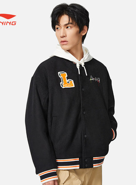 中国李宁短款棉服男女同款运动系列休闲服宽松短棉服AJMS141-B品