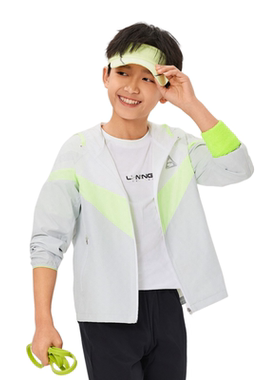 李宁2024夏款男大童综合体能系列反光防晒运动风衣YFDU173-B品