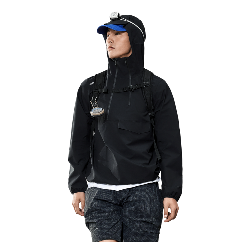 李宁CF溯风衣男士2024秋季半拉链套头衫外套连帽防泼水运动服-B品