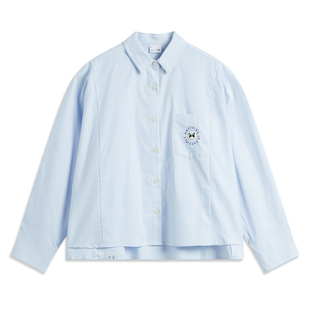 李宁衬衫女款秋运动潮流系列时尚透气宽松百搭休闲衬衫ASHU548B品