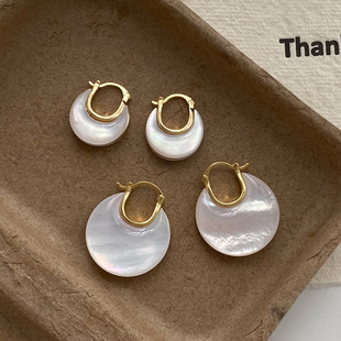 轻奢欧美复古高级感双面贝母耳扣耳环小众设计感耳饰2025年新款 女