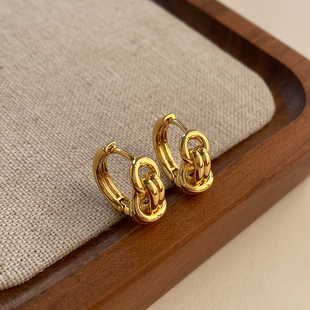 轻奢欧美复古高级感绳结耳扣耳环925银针小众设计耳饰2025新款 女