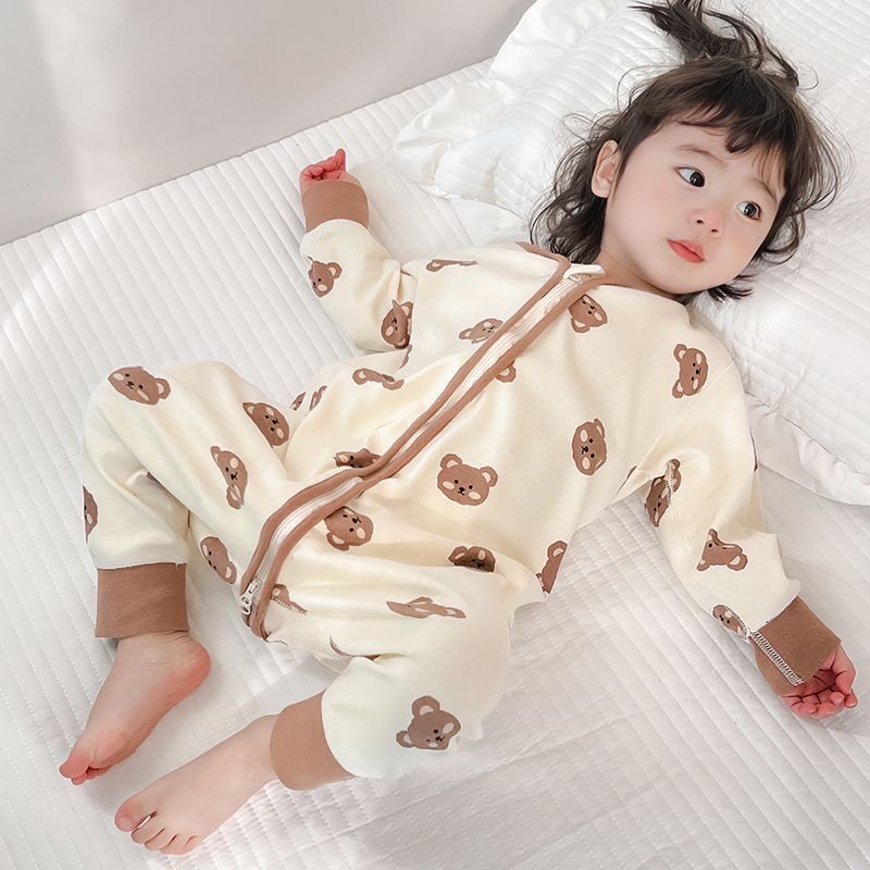 秋季女童宝宝睡袋德绒春秋儿童卡通连体睡衣分腿婴儿防踢被家居服