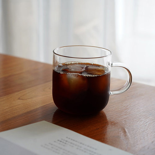 圆形带把手玻璃杯，简约系水杯