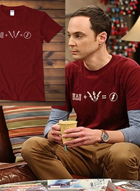 生活大爆炸谢耳朵Sheldon 谢尔顿同款男女士短袖t恤闪电侠公式T恤