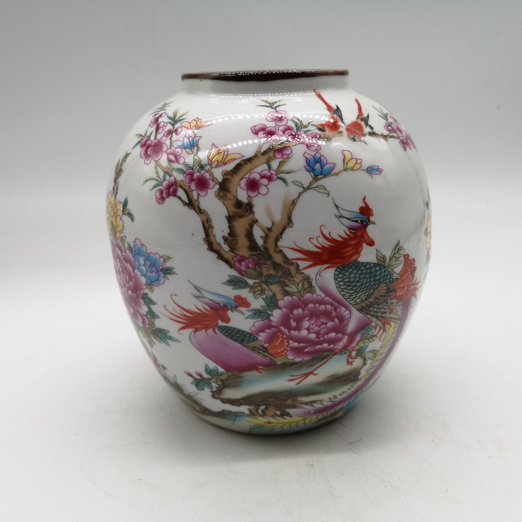 同治粉彩凤来仪富贵图古玩古董