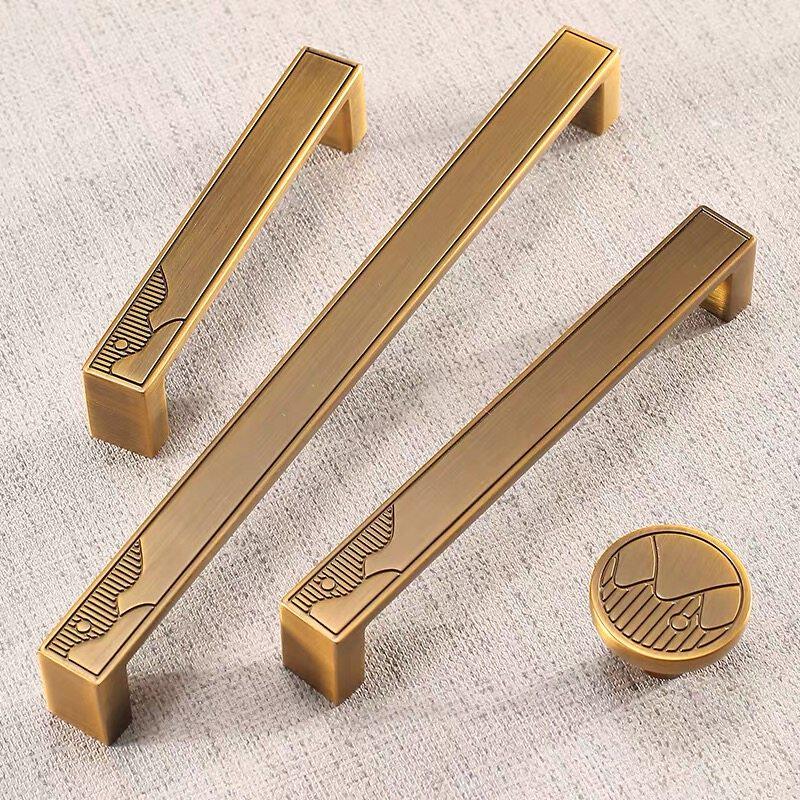 新中式拉手柜门仿古铜色门把手橱柜衣柜中式家具抽屉手柄单孔金色