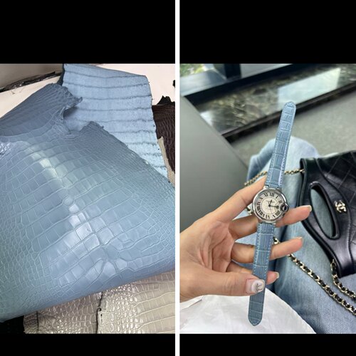 贺记适用于卡地亚蓝气球坦克鳄鱼皮表带订做帕莎