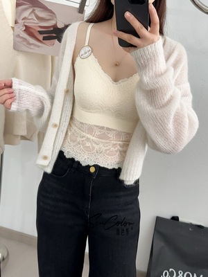 森色系法式蕾丝吊带美背裹胸