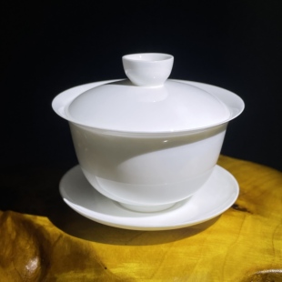 潮州薄胎骨瓷盖碗110ML不烫手功夫茶具三才泡茶碗单丛茶茶具茶器