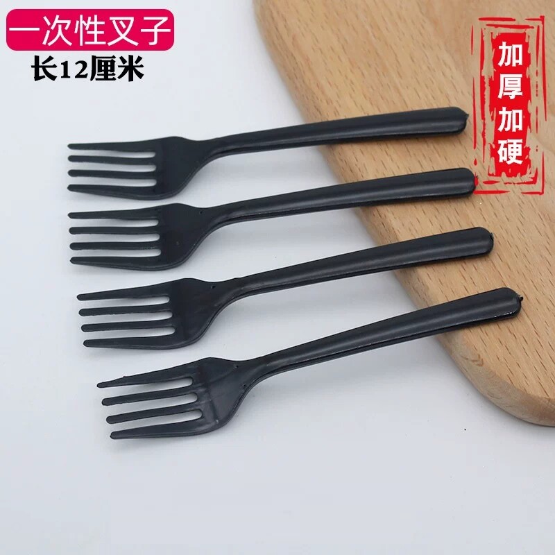 一次性塑料叉子摆摊火鸡面插透明水晶衩子水果生日蛋糕点叉勺批发图片