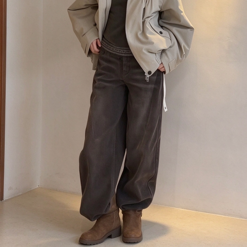 三万天 新款复古高腰显瘦宽松阔腿休闲百搭牛仔裤女7380