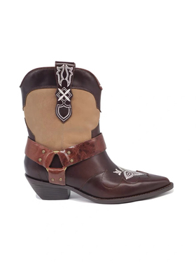 【新品】AnOther Project Karys刺绣图腾尖头西部牛仔短靴22098