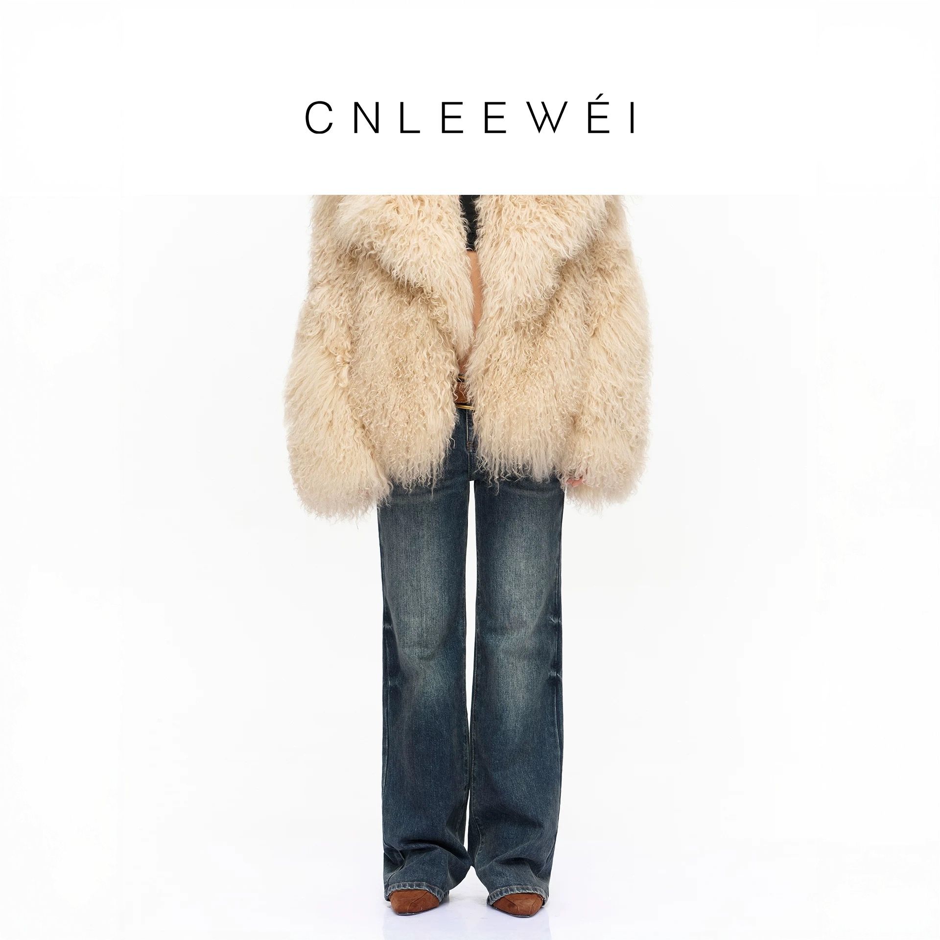 【VIINS】CNLEEWEI25秋季新款直筒复古深蓝色直筒洗水牛仔裤3057