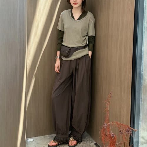 E1新款时尚宽松显瘦休闲百搭舒适罩衫透气上衣女6281