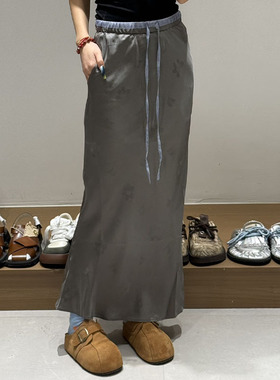 M |现货询价 26设计师品牌春季新款腰带撞色百搭桑蚕丝半裙