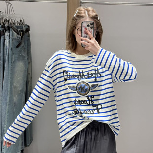 条纹长袖 现货询价26早春设计师品牌新款 T恤 现货