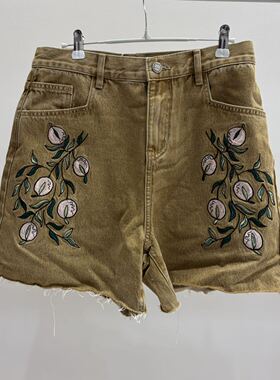 M |现货询价 26设计师品牌春季新款牛仔绣花短裤