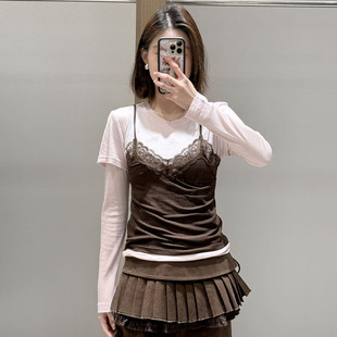 现货 抱抱小熊蕾丝假两件长袖 FORDARE 新品 T恤 福蝶26春季