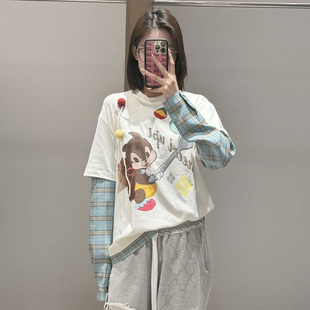 现货 袖 CHEERi 假两件衬衫 松鼠印花T恤 UPi2026早春新款