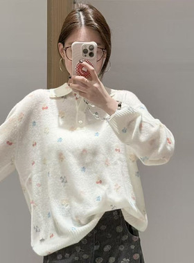 【现货】FIZZFLY | 25冬季设计师品牌新款花朵印花羊绒衫