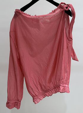 M |现货询价 26设计师品牌春季新款不对称长袖条纹T恤