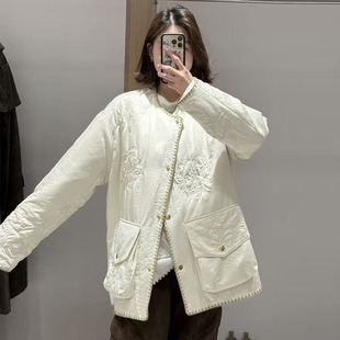 现货 时尚 AVVENN 绗棉撞色边长袖 棉服 小竹马胶囊