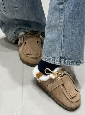 【现货】AVVENN设计师品牌新款 25年冬季流苏毛毛半拖