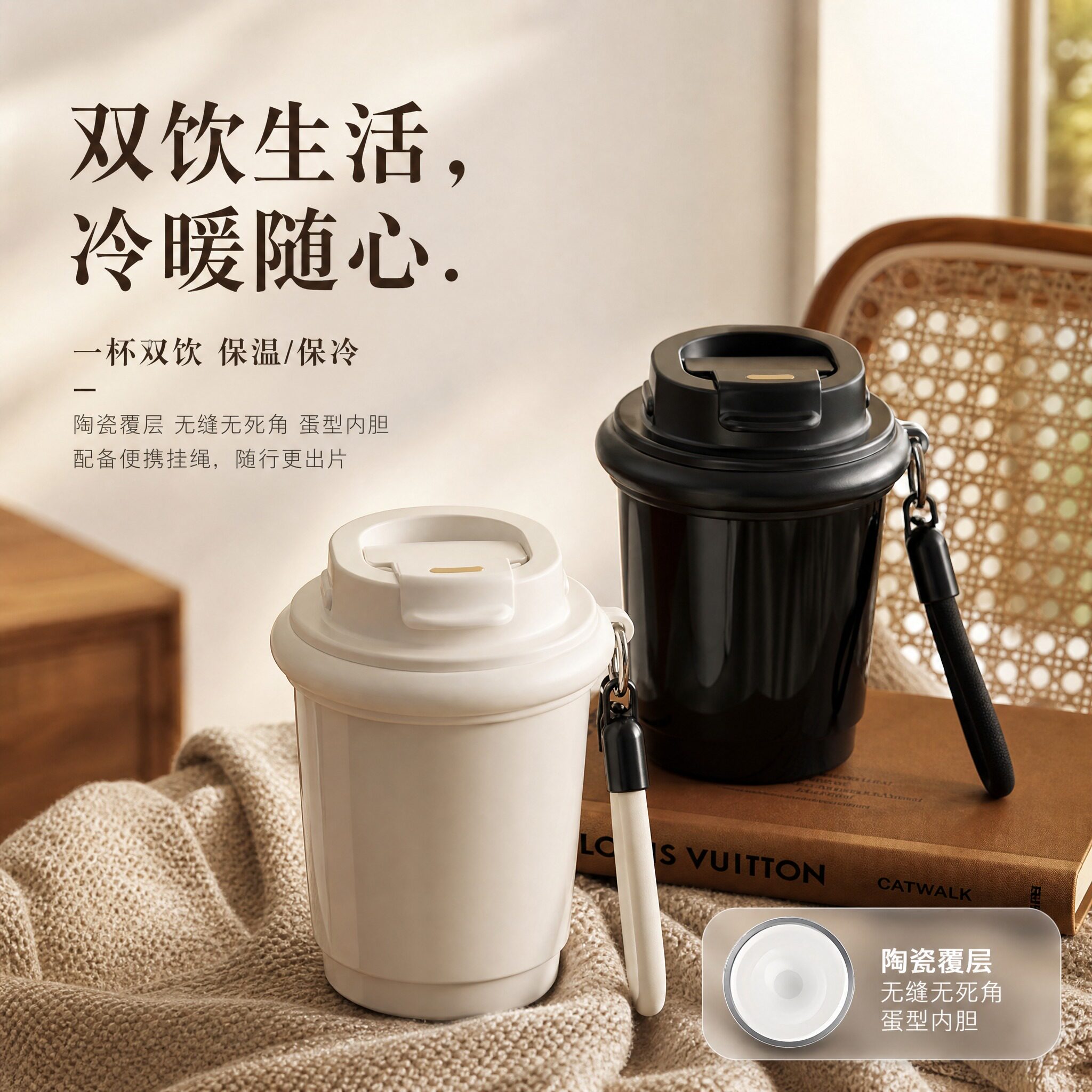中药杯陶瓷内胆覆层咖啡杯高颜值