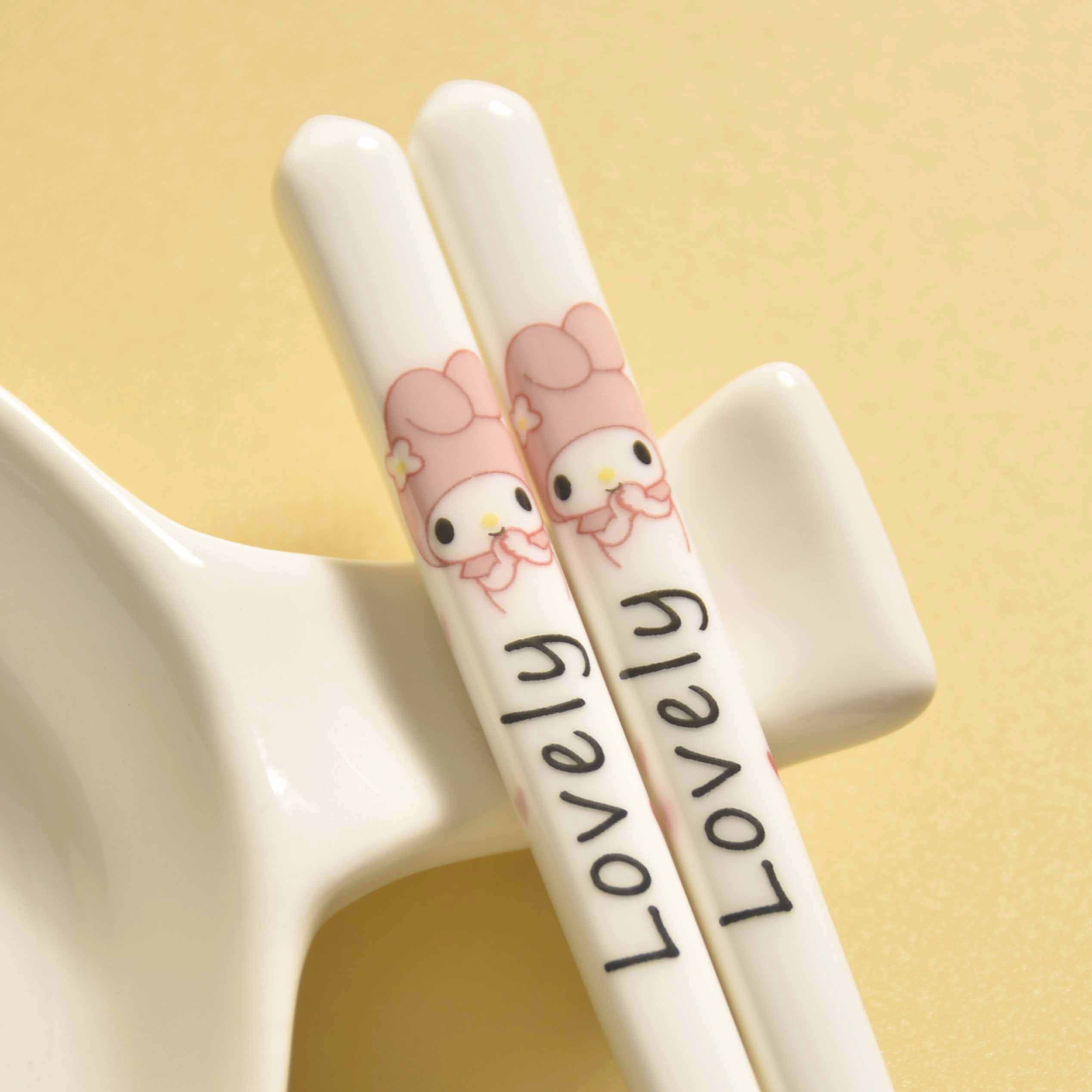 卡通熊猫陶瓷筷勺便携学生上班