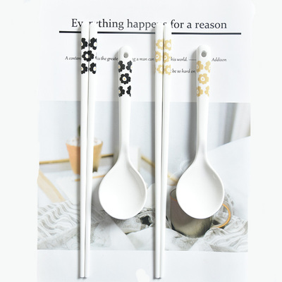 悦心花白瓷餐具陶瓷勺筷