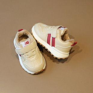 软底婴幼儿学步鞋 魔术贴女小童鞋 防滑二棉男宝宝运动鞋 秋冬款