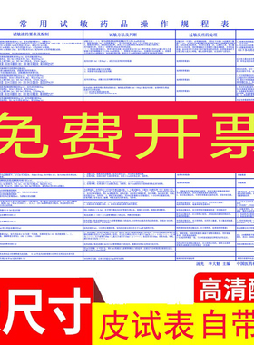 新版常用皮试表液配置方法挂图诊所医用药物配伍禁忌表青霉素自粘