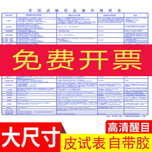 新版常用皮试表液配置方法挂图诊所医用药物配伍禁忌表青霉素自粘