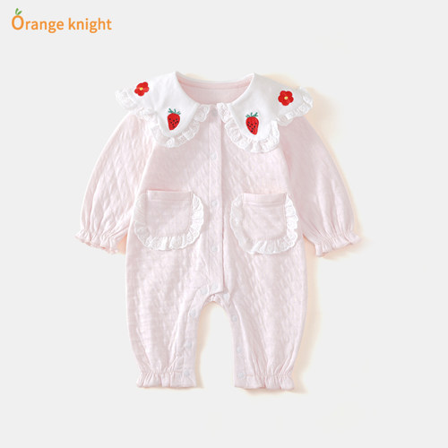 可爱新生女宝宝长袖哈衣满月服