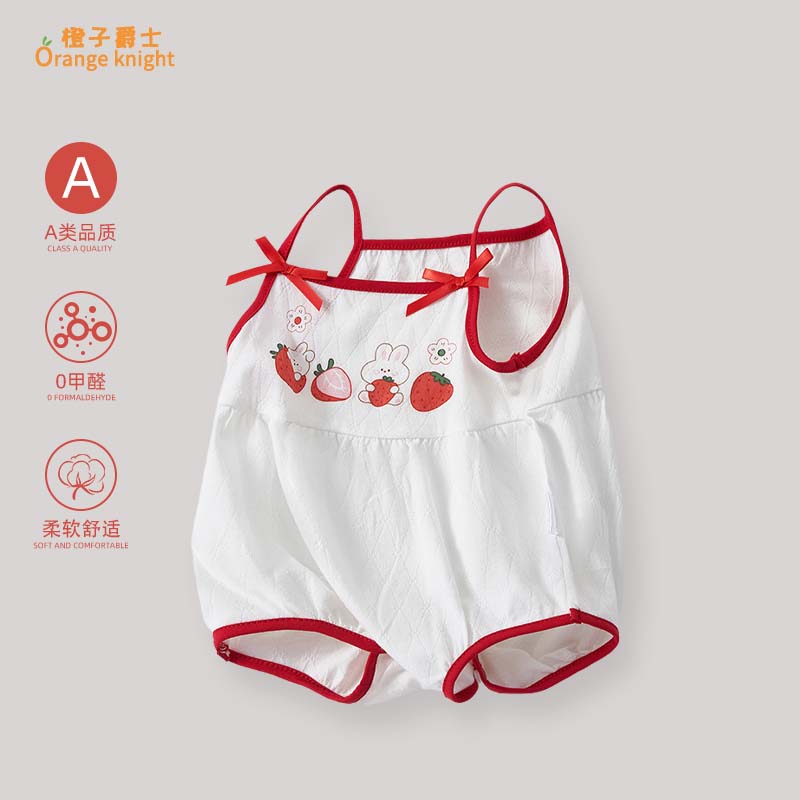 小月龄婴儿夏季满月衣服女宝宝新款甜美可爱无袖吊带背心包屁衣薄