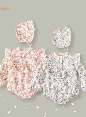 女宝宝春秋季衣服国风复古周岁满月百天公主礼服婴儿包屁哈衣爬服