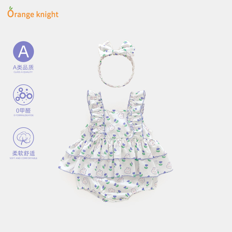 婴儿夏季无袖吊带连衣裙