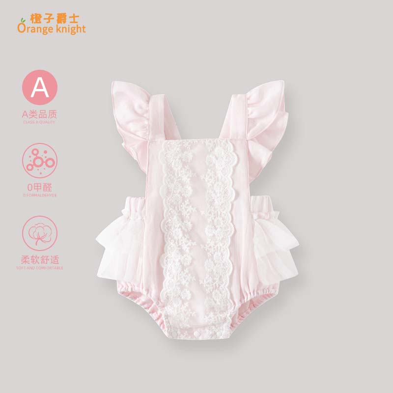 小月龄女宝宝夏季新款衣服婴儿甜美洋气无袖吊带露背公主包屁衣薄