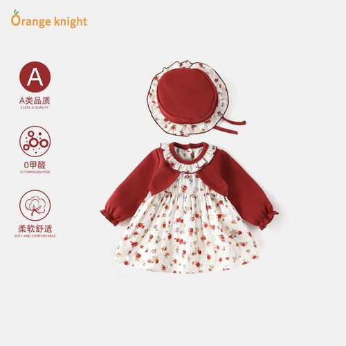 女宝宝秋季碎花假两件拍照礼服裙