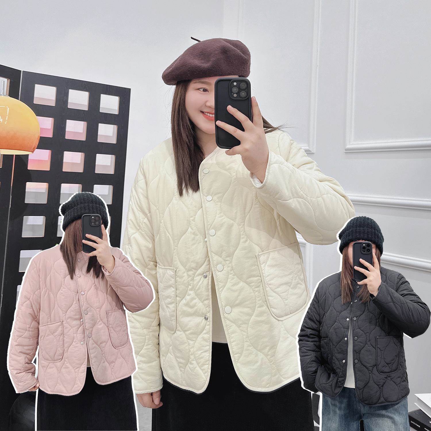 大尺码胖202冬季女装面面包棉服百搭宽松保暖韩版加厚菱格外套上