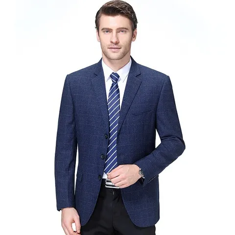 休闲小西装秋季西服新款外套中年单件单西上衣商务男士爸爸装毛料