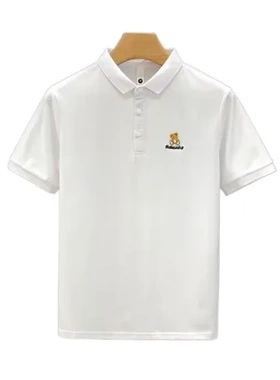 夏季韩版潮t恤小熊短袖翻领薄款Polo衫男士男装衣服高端新款冰丝