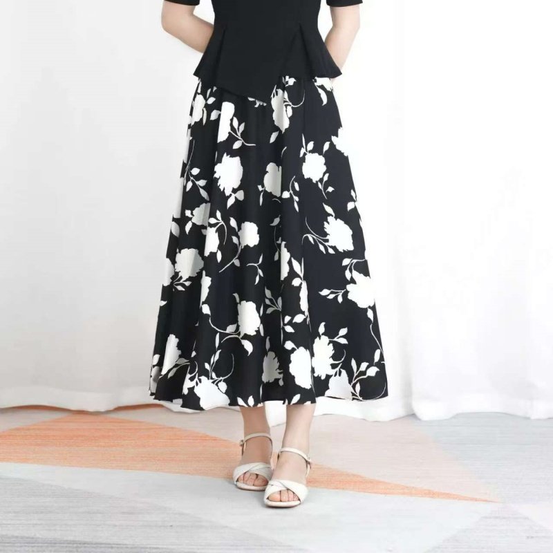 大摆垂感印花雪纺碎花a字半身裙女2026夏裙子花裙松紧腰半裙长裙,女装/女士精品,大码半身裙,淘宝优惠券,粉丝福利购,淘宝优惠卷